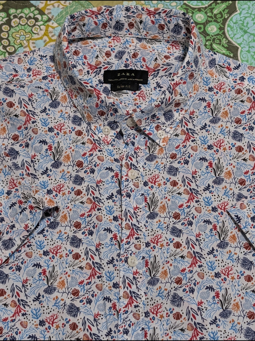 Zara Slim Fit Men's Floral Button-Up Shirt - Shirt Sleeve
